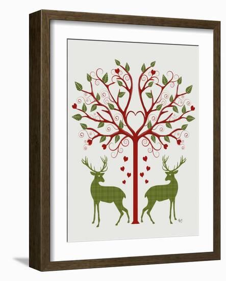 Christmas Des - Deer and Heart Tree, On Cream-Fab Funky-Framed Art Print