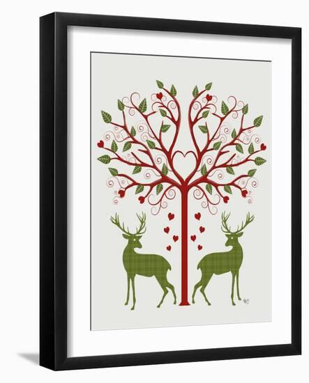 Christmas Des - Deer and Heart Tree, On Cream-Fab Funky-Framed Art Print