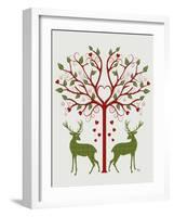 Christmas Des - Deer and Heart Tree, On Cream-Fab Funky-Framed Art Print