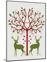 Christmas Des - Deer and Heart Tree, On Cream-Fab Funky-Mounted Art Print