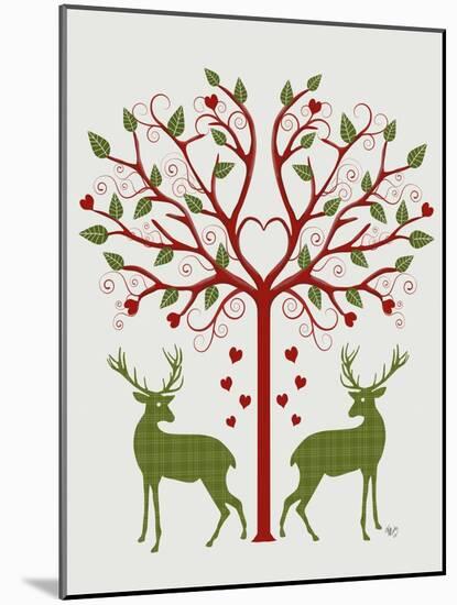 Christmas Des - Deer and Heart Tree, On Cream-Fab Funky-Mounted Art Print