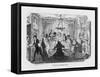 Christmas Dinner, Arrival of the Pudding-George Cruikshank-Framed Stretched Canvas