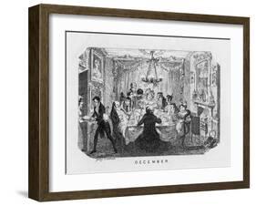 Christmas Dinner, Arrival of the Pudding-George Cruikshank-Framed Art Print