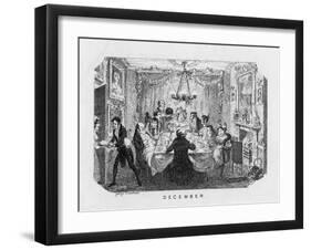 Christmas Dinner, Arrival of the Pudding-George Cruikshank-Framed Art Print