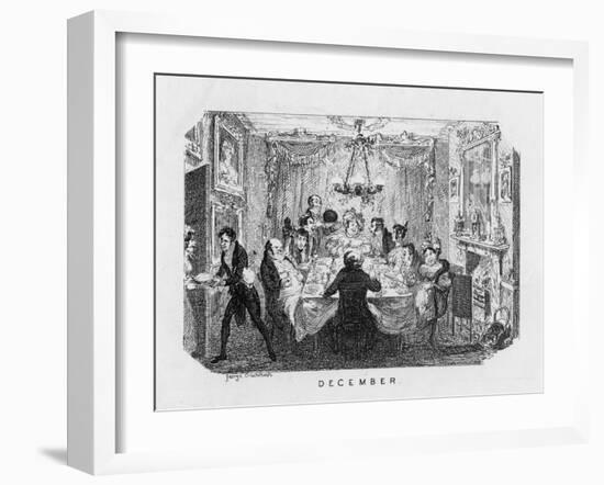 Christmas Dinner, Arrival of the Pudding-George Cruikshank-Framed Art Print