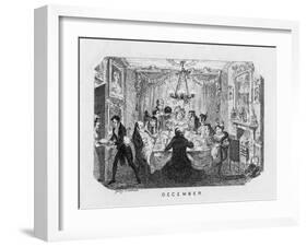 Christmas Dinner, Arrival of the Pudding-George Cruikshank-Framed Art Print