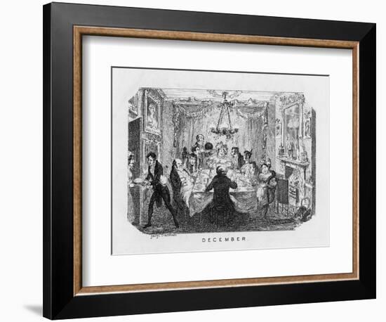 Christmas Dinner, Arrival of the Pudding-George Cruikshank-Framed Art Print