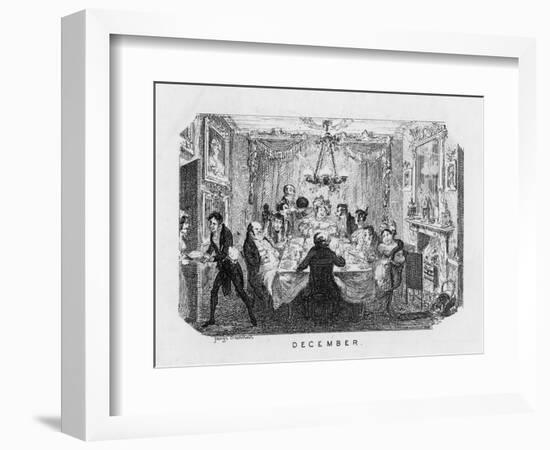 Christmas Dinner, Arrival of the Pudding-George Cruikshank-Framed Art Print