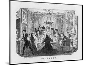 Christmas Dinner, Arrival of the Pudding-George Cruikshank-Mounted Art Print