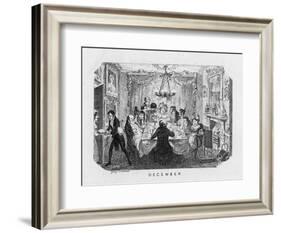 Christmas Dinner, Arrival of the Pudding-George Cruikshank-Framed Art Print