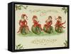 Christmas Elves, Postcard, Early 20th Century-null-Framed Stretched Canvas