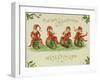 Christmas Elves, Postcard, Early 20th Century-null-Framed Giclee Print