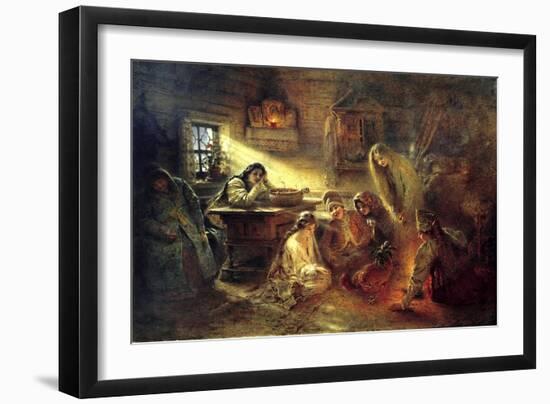 Christmas Eve Fortune Telling, 19th Century-Konstantin Makovsky-Framed Giclee Print