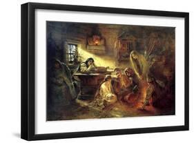 Christmas Eve Fortune Telling, 19th Century-Konstantin Makovsky-Framed Giclee Print