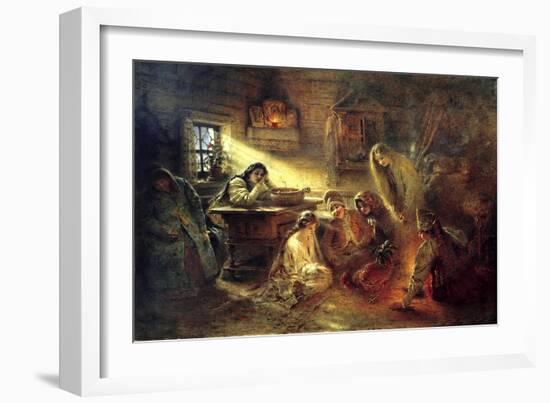 Christmas Eve Fortune Telling, 19th Century-Konstantin Makovsky-Framed Giclee Print