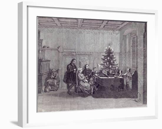 Christmas Eve in Germany: Martin Luther and his family, from 'The Illustrated London News'-null-Framed Giclee Print