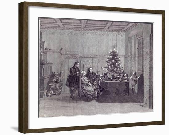 Christmas Eve in Germany: Martin Luther and his family, from 'The Illustrated London News'-null-Framed Giclee Print