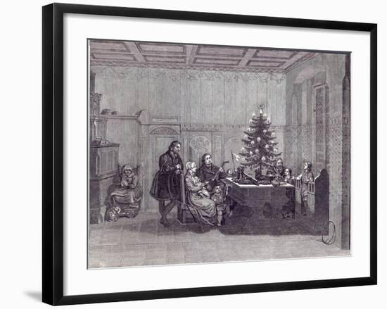 Christmas Eve in Germany: Martin Luther and his family, from 'The Illustrated London News'-null-Framed Giclee Print