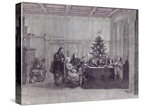 Christmas Eve in Germany: Martin Luther and his family, from 'The Illustrated London News'-null-Stretched Canvas