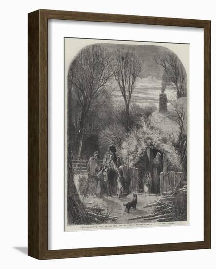 Christmas-Eve, the Cottager's Return from Market-Myles Birket Foster-Framed Giclee Print