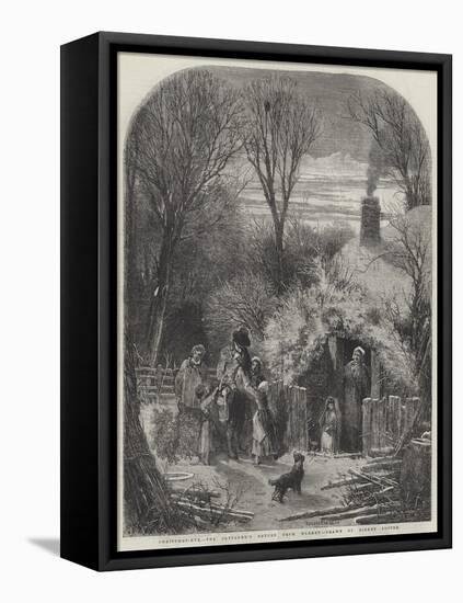 Christmas-Eve, the Cottager's Return from Market-Myles Birket Foster-Framed Stretched Canvas