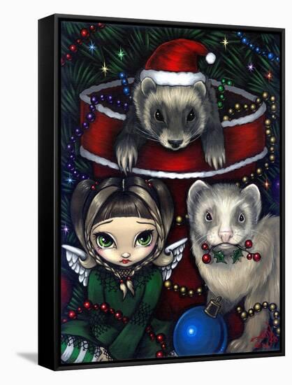 Christmas Ferrets - a Ferret Painting-Jasmine Becket-Griffith-Framed Stretched Canvas