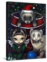 Christmas Ferrets - a Ferret Painting-Jasmine Becket-Griffith-Stretched Canvas