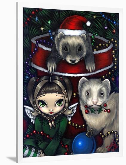 Christmas Ferrets - a Ferret Painting-Jasmine Becket-Griffith-Framed Art Print