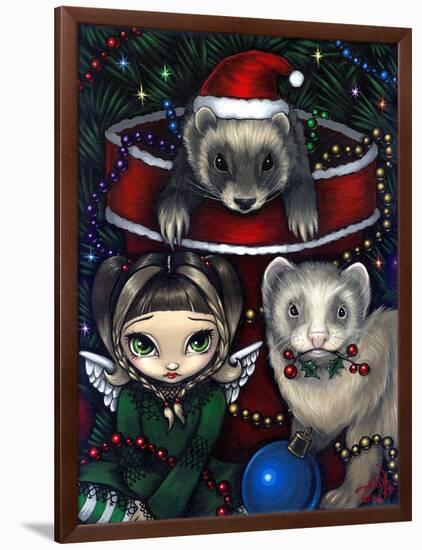 Christmas Ferrets - a Ferret Painting-Jasmine Becket-Griffith-Framed Art Print