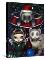 Christmas Ferrets - a Ferret Painting-Jasmine Becket-Griffith-Stretched Canvas