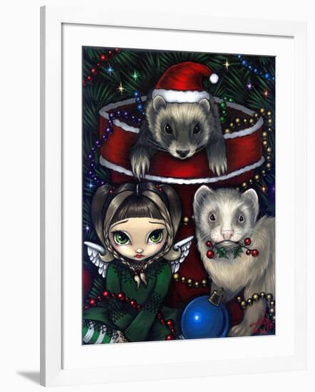 Christmas Ferrets - a Ferret Painting-Jasmine Becket-Griffith-Framed Art Print