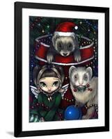 Christmas Ferrets - a Ferret Painting-Jasmine Becket-Griffith-Framed Art Print