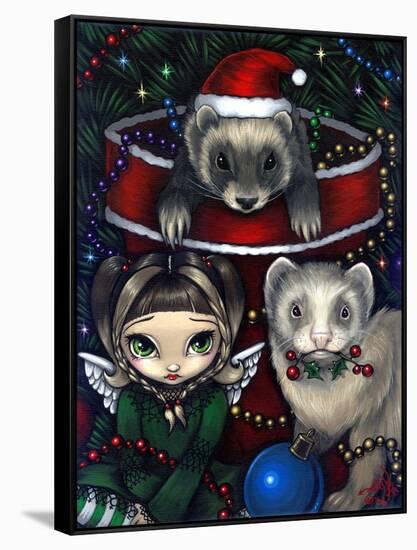 Christmas Ferrets - a Ferret Painting-Jasmine Becket-Griffith-Framed Stretched Canvas