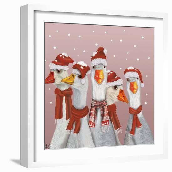 Christmas Gaggle of Geese-Fab Funky-Framed Art Print