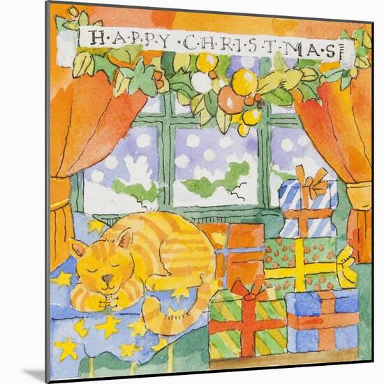 Christmas gifts and a cat-Jennifer Abbott-Mounted Giclee Print