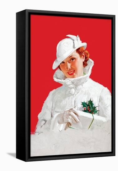 Christmas Glamour Girl-Charles Edward Chambers-Framed Stretched Canvas