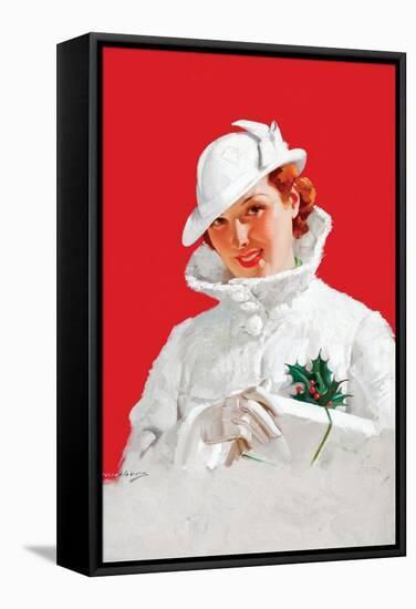 Christmas Glamour Girl-Charles Edward Chambers-Framed Stretched Canvas