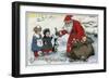 Christmas Greeting - Santa and Kids-Lantern Press-Framed Art Print