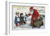 Christmas Greeting - Santa and Kids-Lantern Press-Framed Art Print