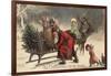 Christmas Greeting - Santa and Sleigh-Lantern Press-Framed Art Print