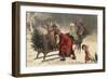 Christmas Greeting - Santa and Sleigh-Lantern Press-Framed Art Print