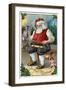Christmas Greeting - Santa Building Sled-Lantern Press-Framed Art Print