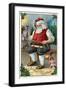 Christmas Greeting - Santa Building Sled-Lantern Press-Framed Art Print