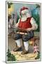 Christmas Greeting - Santa Building Sled-Lantern Press-Mounted Art Print