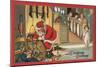 Christmas Greeting - Santa Pulling Out Gifts-Lantern Press-Mounted Art Print