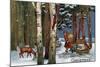 Christmas Greeting - Santa Through Forest-Lantern Press-Mounted Art Print