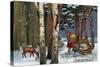 Christmas Greeting - Santa Through Forest-Lantern Press-Stretched Canvas