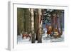 Christmas Greeting - Santa Through Forest-Lantern Press-Framed Art Print