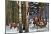 Christmas Greeting - Santa Through Forest-Lantern Press-Mounted Art Print