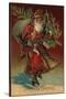 Christmas Greeting - Santa with Gifts No. 2-Lantern Press-Stretched Canvas